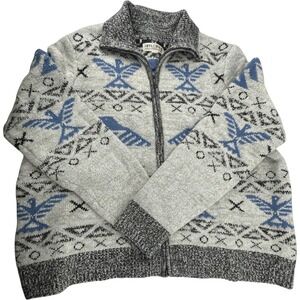 Idyllwind Aztec Full Zip Cardigan Sweater Womens XXL Gray Blue Aztec Western